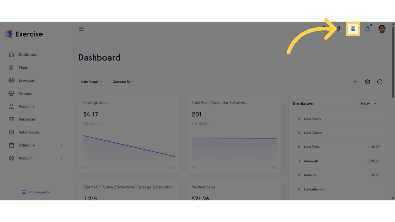 Click the grid menu icon