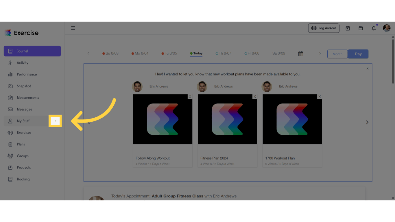 Click the arrow menu