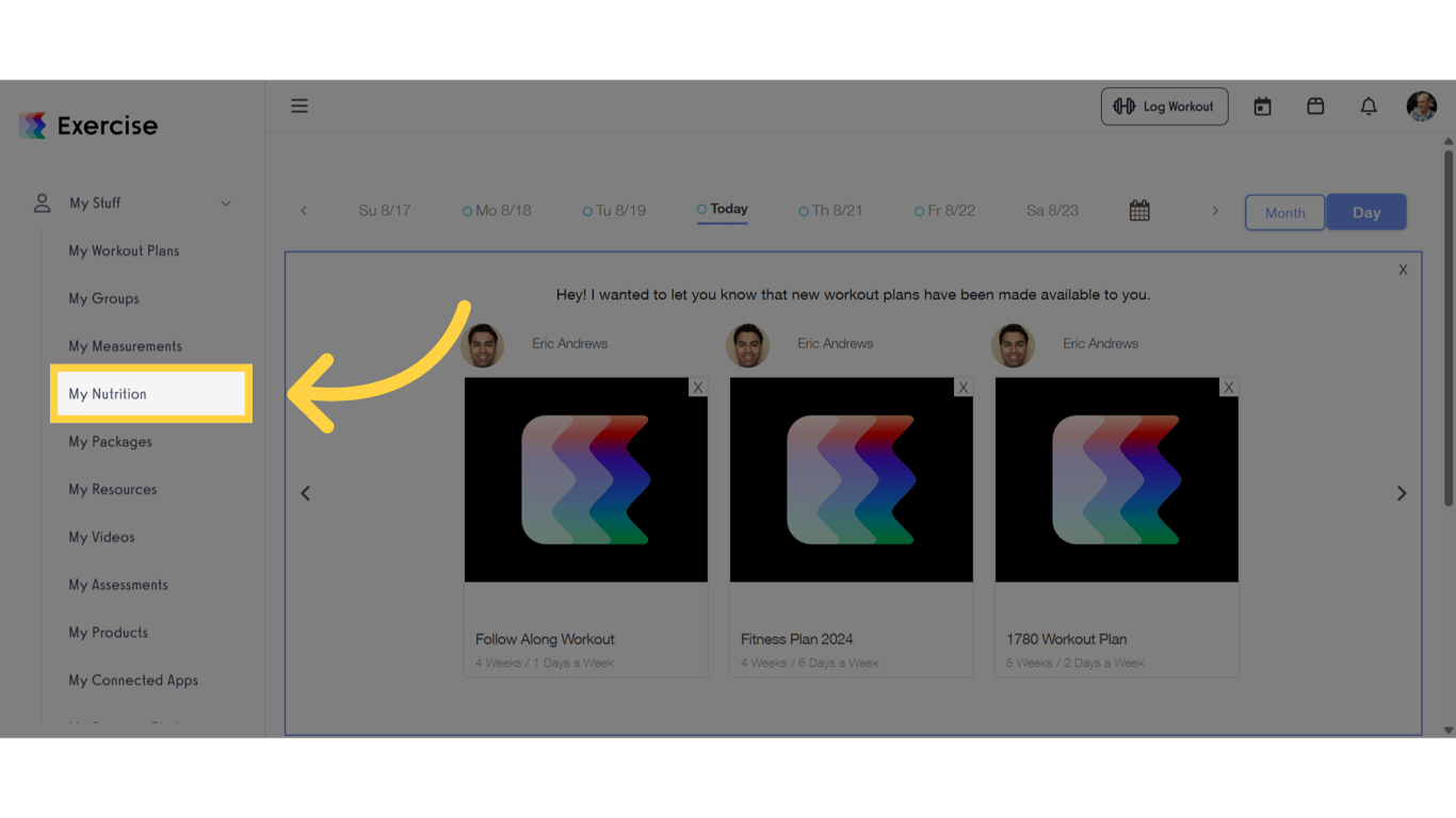 Click 'My Nutrition'