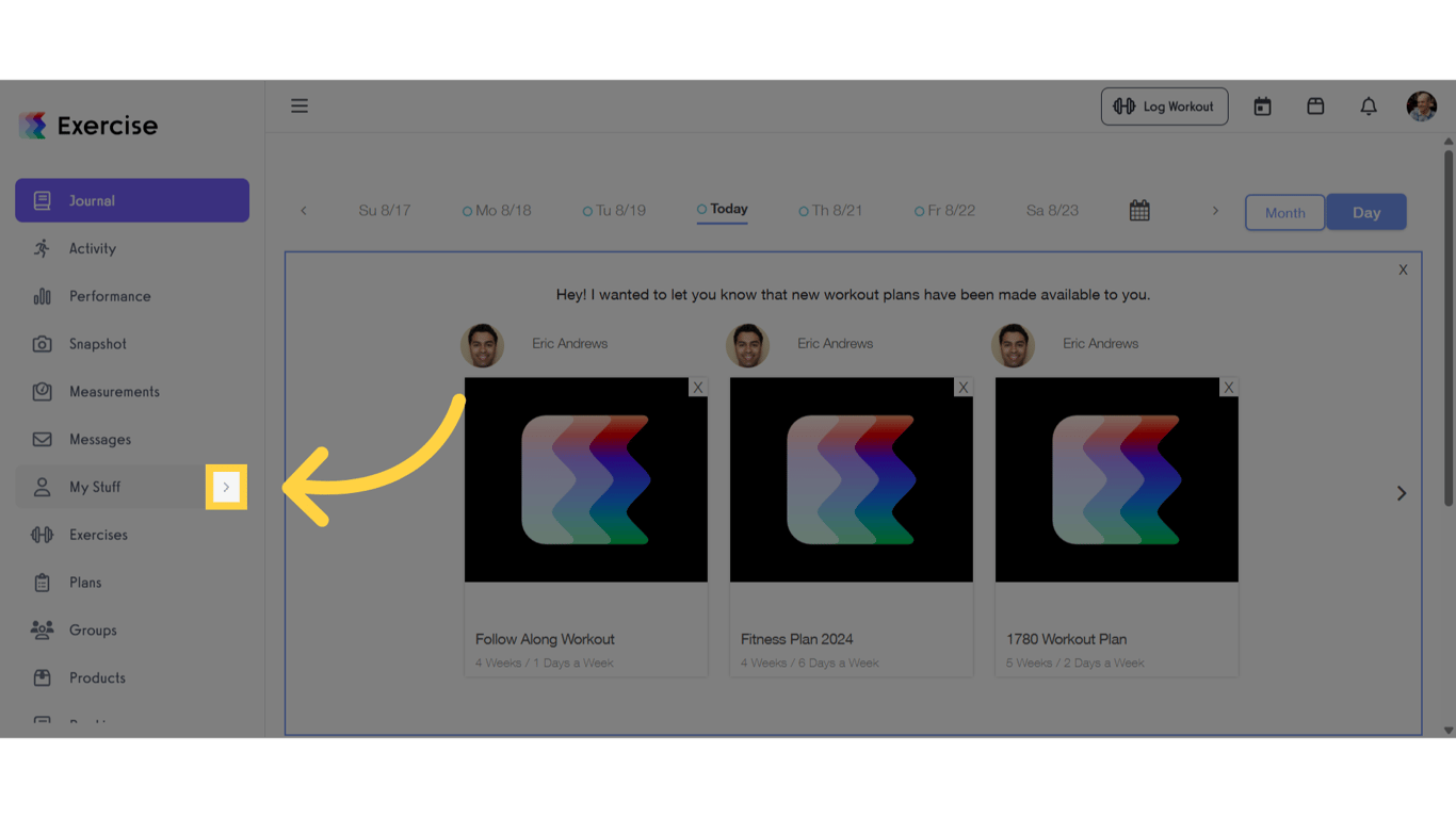 Click the arrow menu