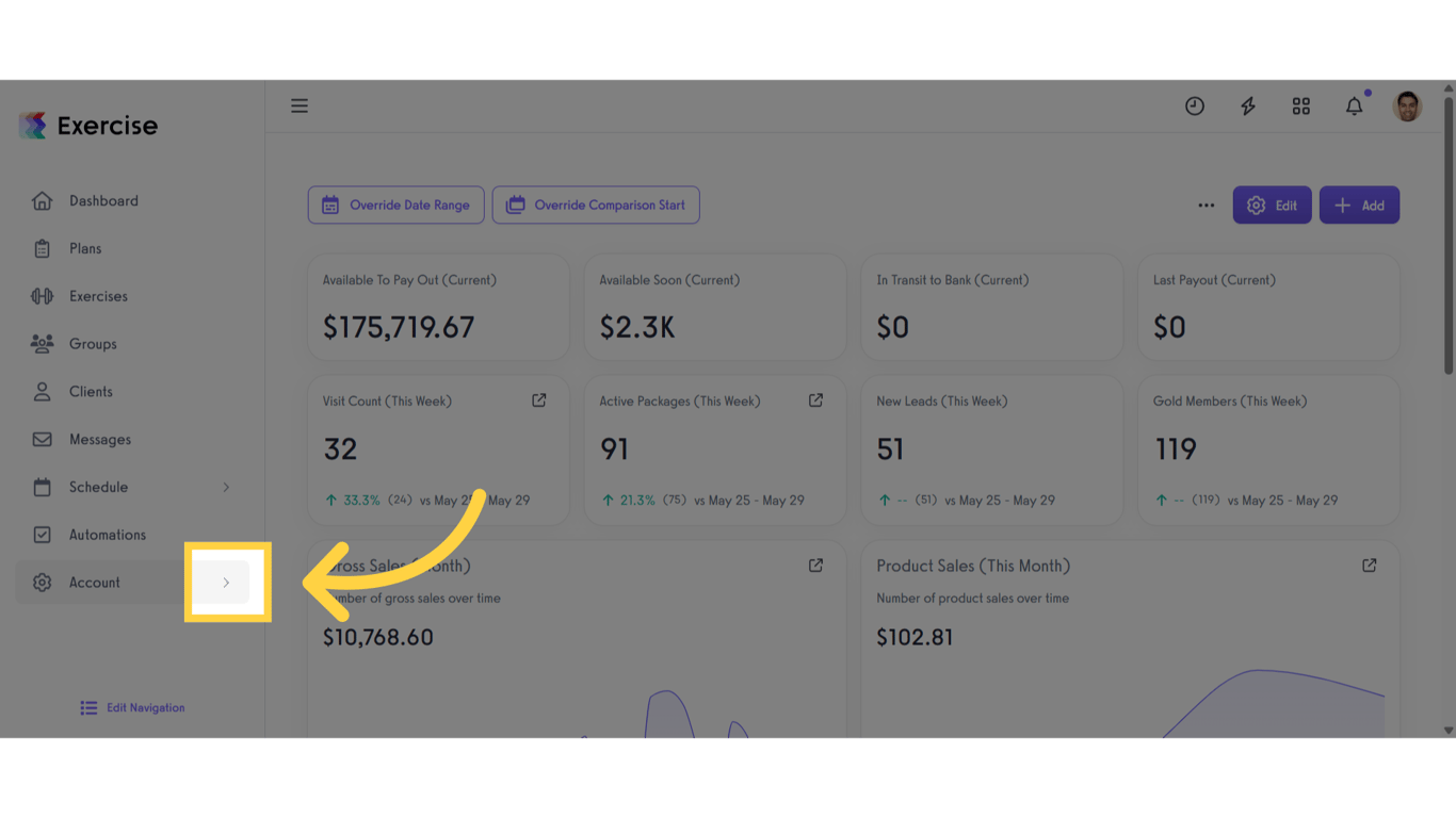 Click the arrow menu