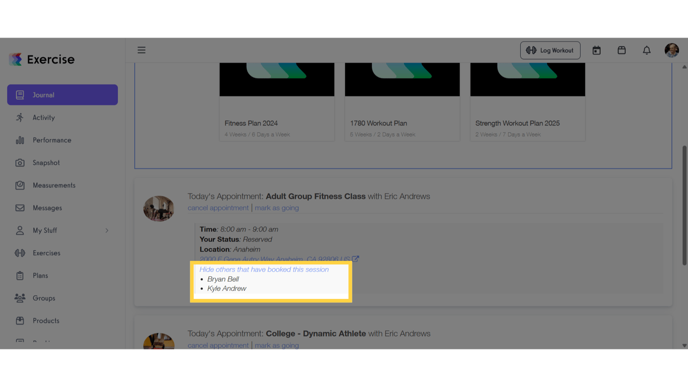 View others who have signed up
