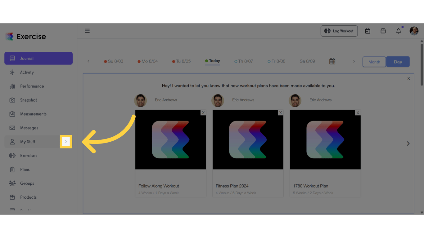 Click the arrow menu