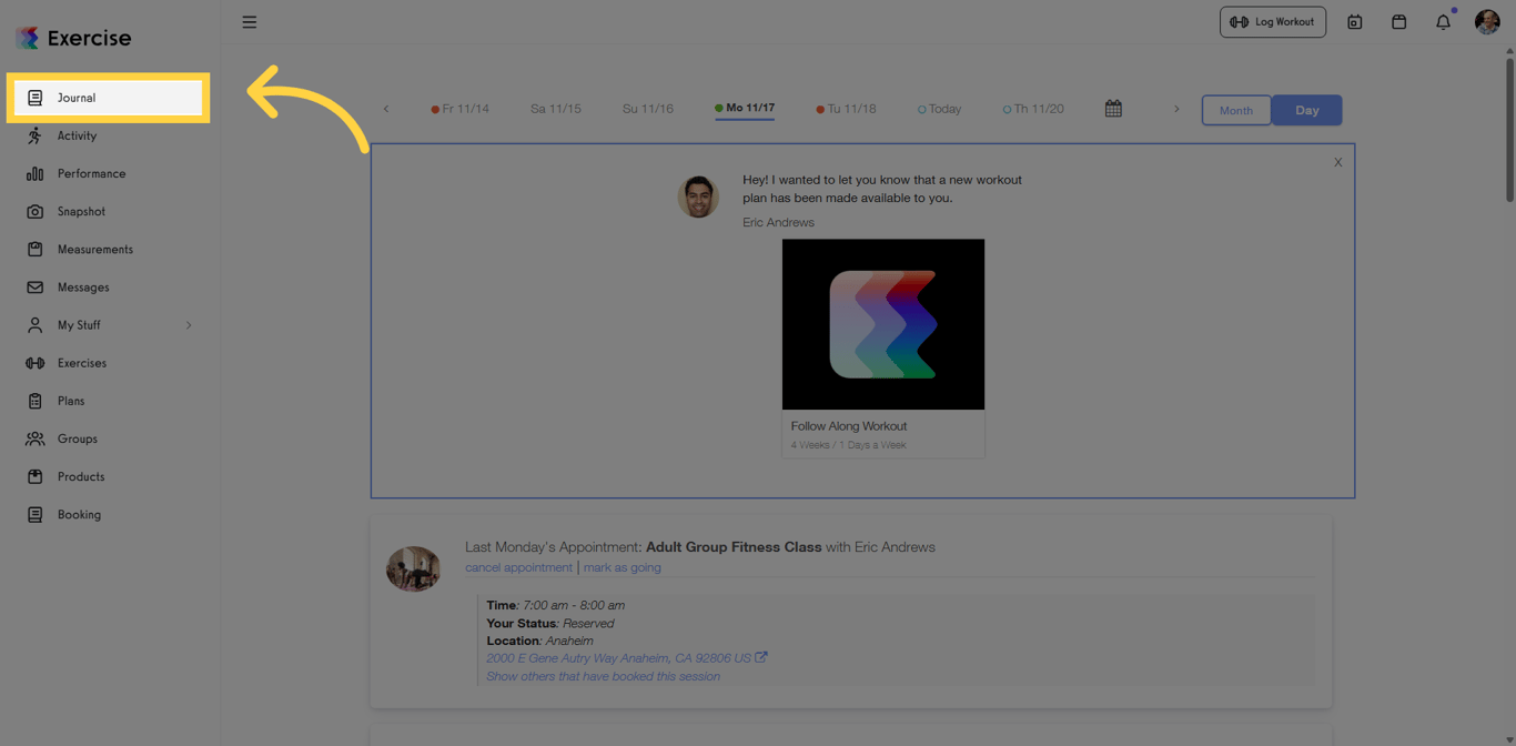 Click the Journal tab