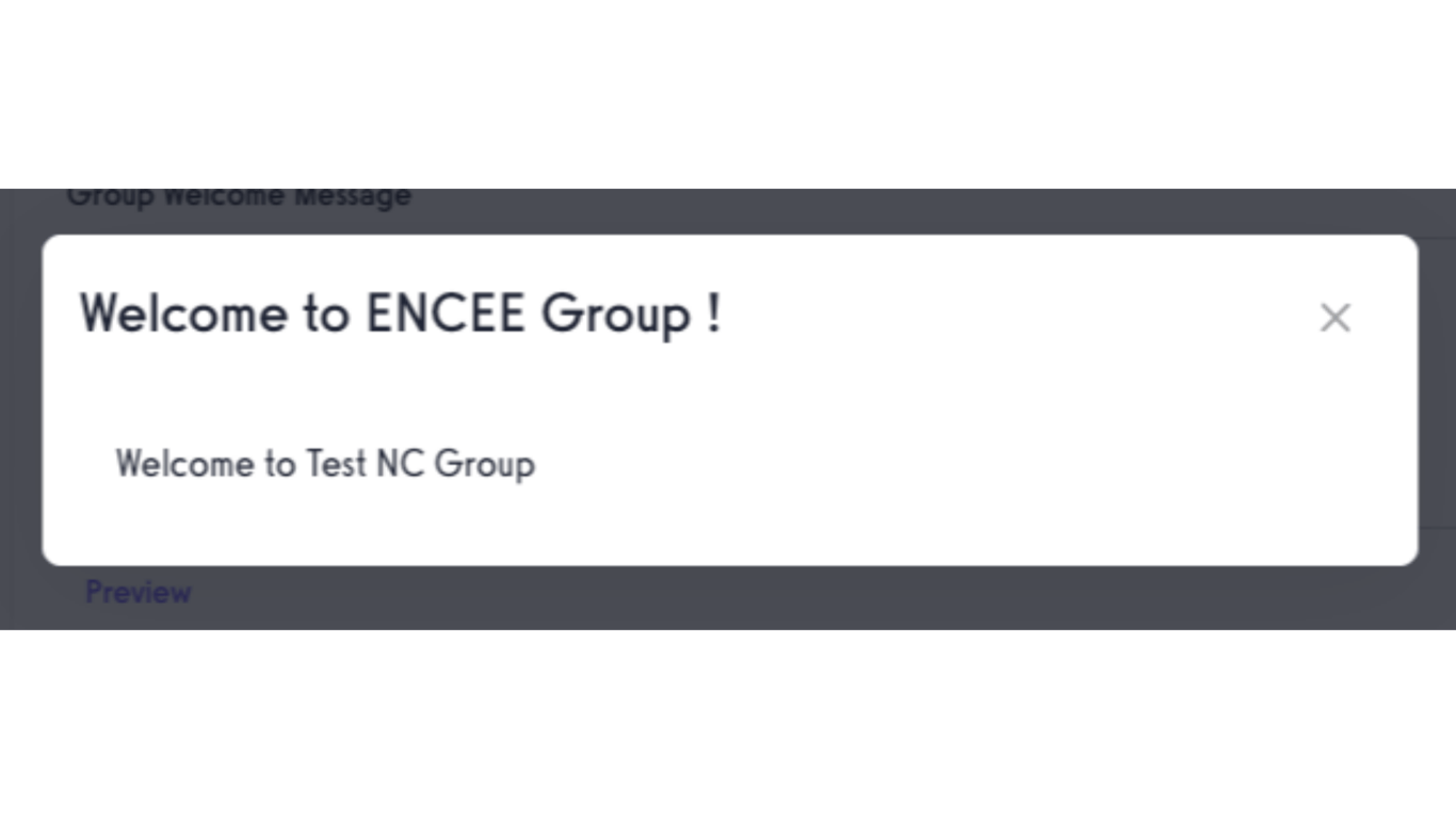 Preview Group Welcome Message.