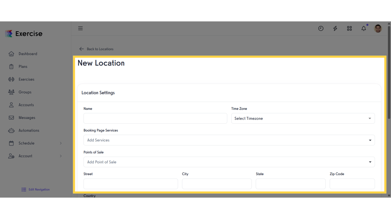 Enter Location Information