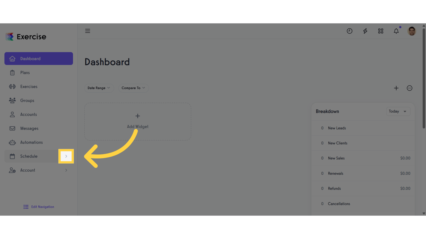 Click the arrow menu