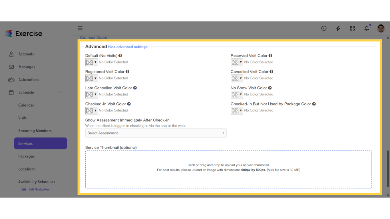 Customize Advance Settings