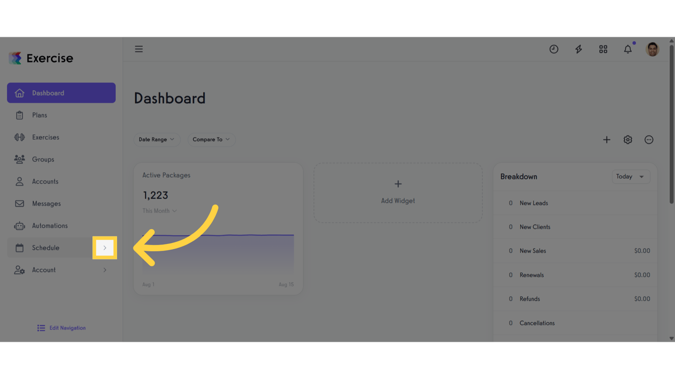 Click the arrow menu