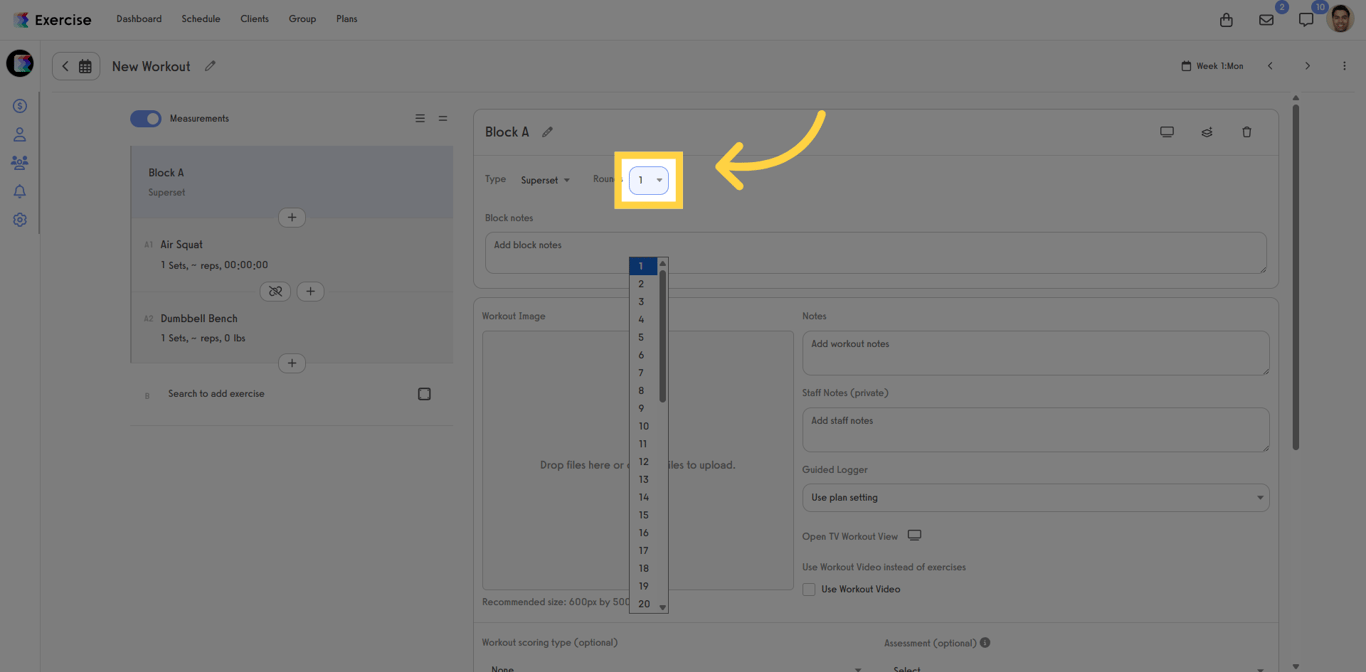 Select Number of Sets