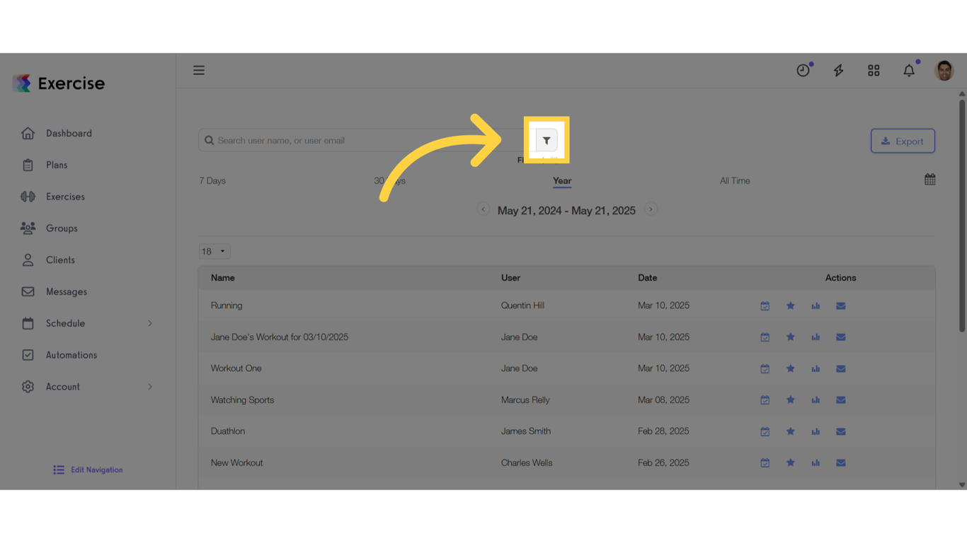 Click on the filter option