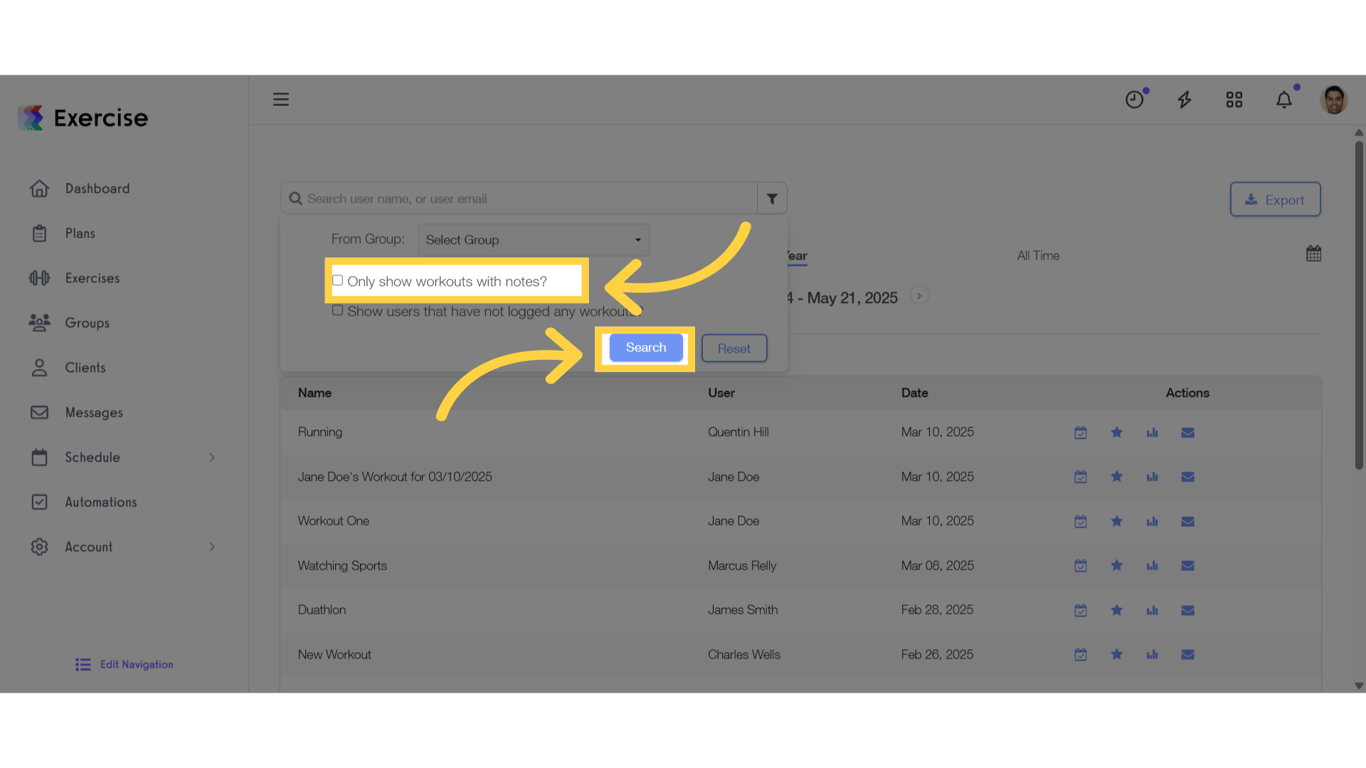 Click 'on' and Click on the Search button