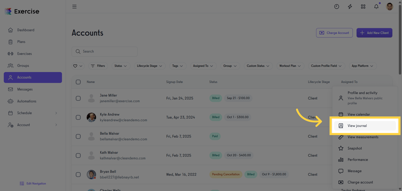 Click 'View journal'