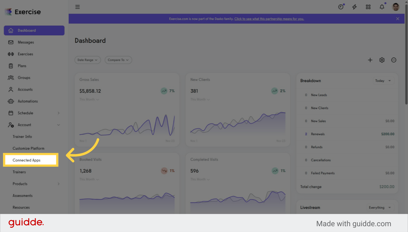 Screenshot showing the Connected Apps section under the Account tab.