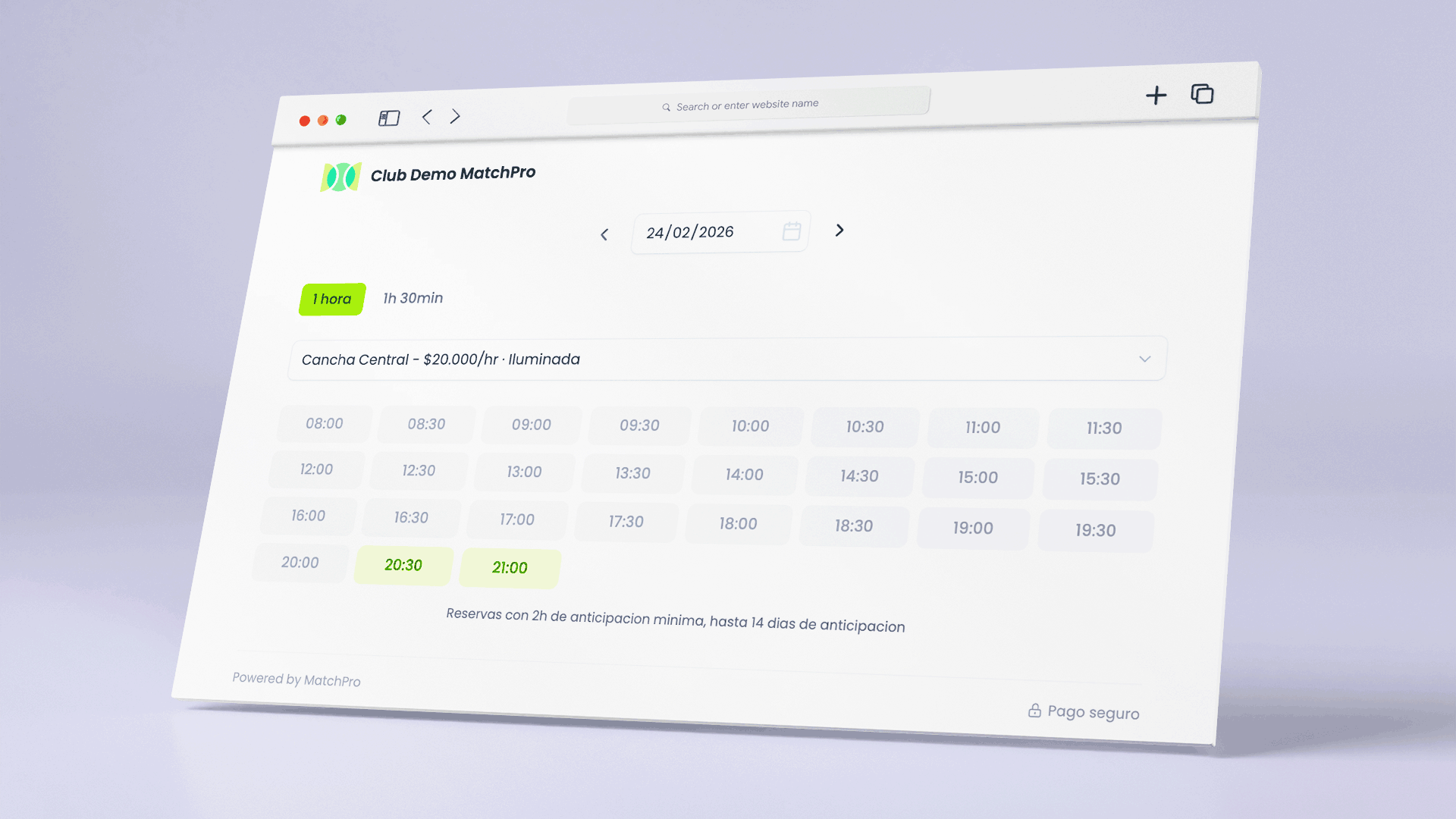 Reservas Online - MatchPro Club Manager
