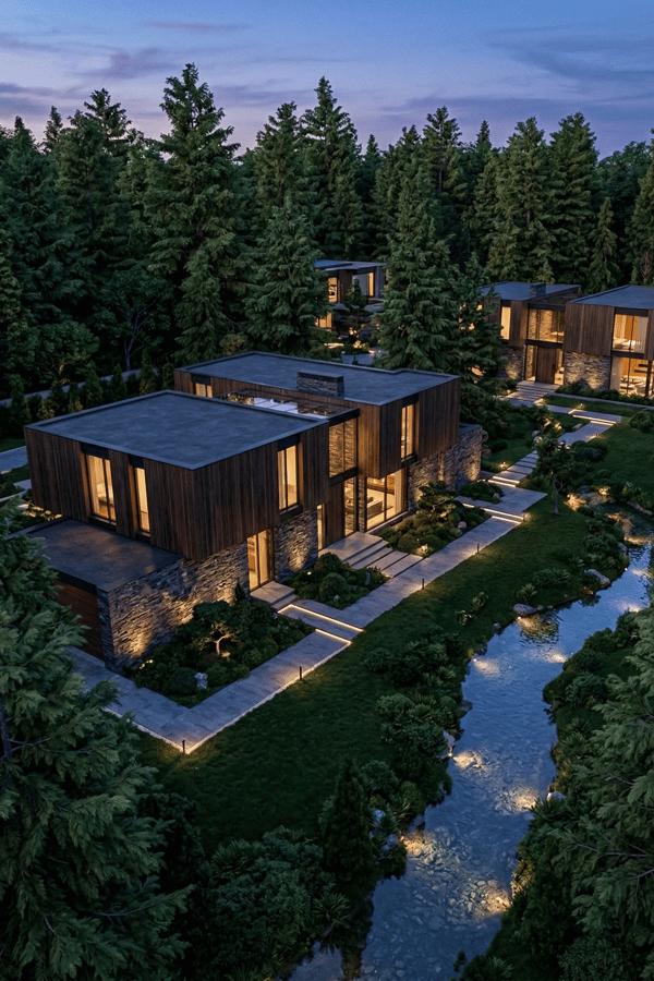 Propriété de prestige à Saddlebrook à Saint-Lazare avec façade privée et proportions de domaine.
