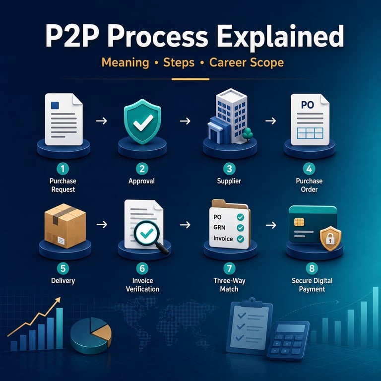 P2P process steps from purchase requisition to supplier payment