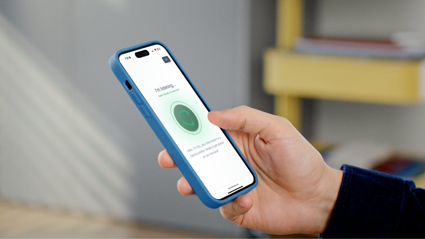 Cantaloupe AI's Clio Interview on a phone