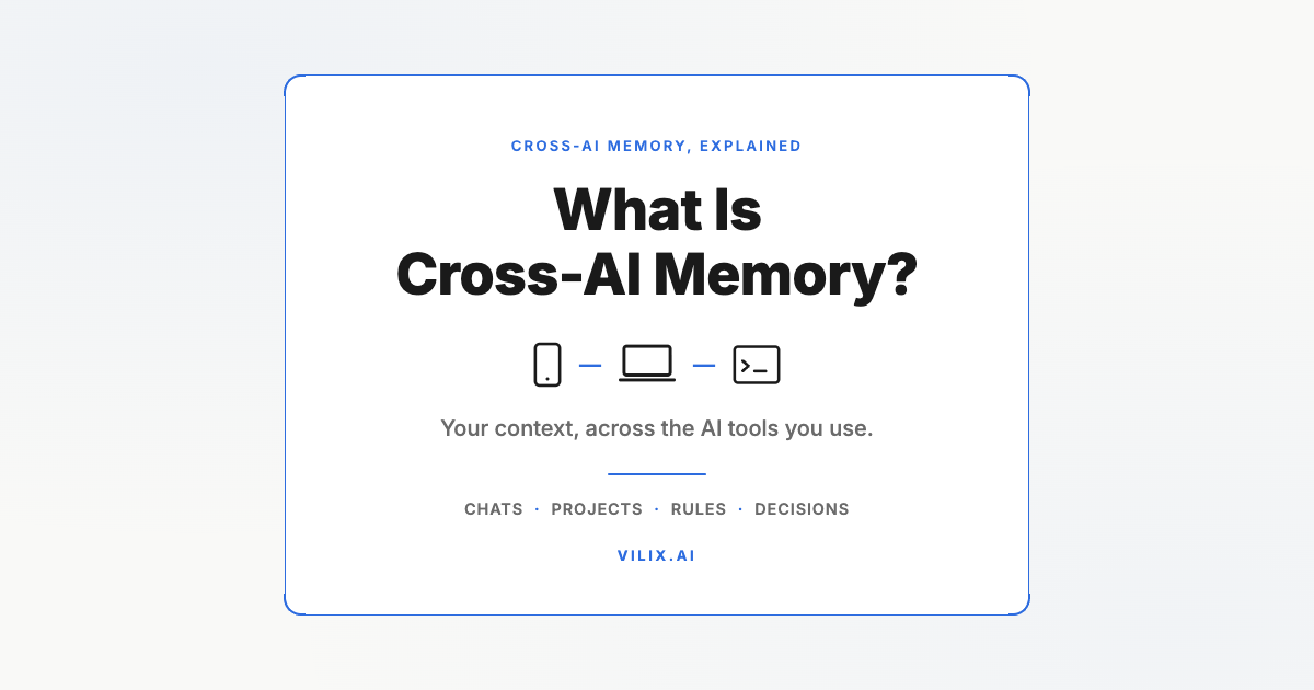 What Is Cross-AI Memory? Your context, across the AI tools you use. Vilix AI.