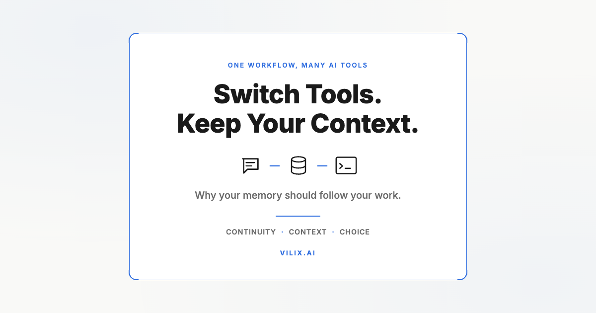 Switch Tools. Keep Your Context. Why your memory should follow your work. Vilix AI.