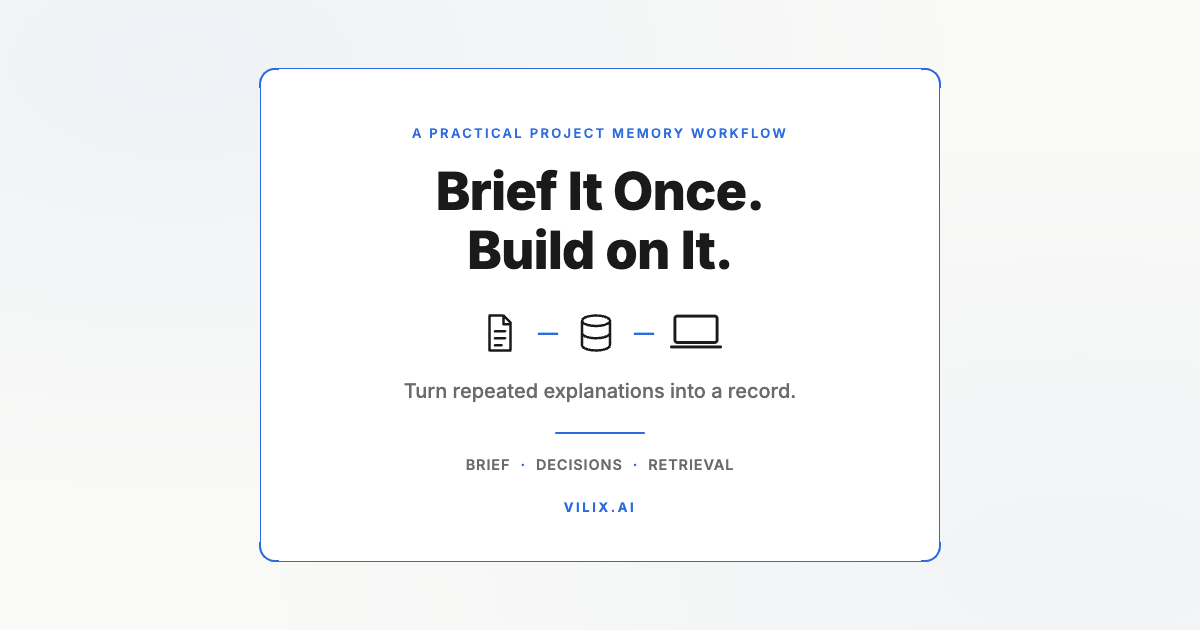Brief It Once. Build on It. Turn repeated explanations into a record. Vilix AI.