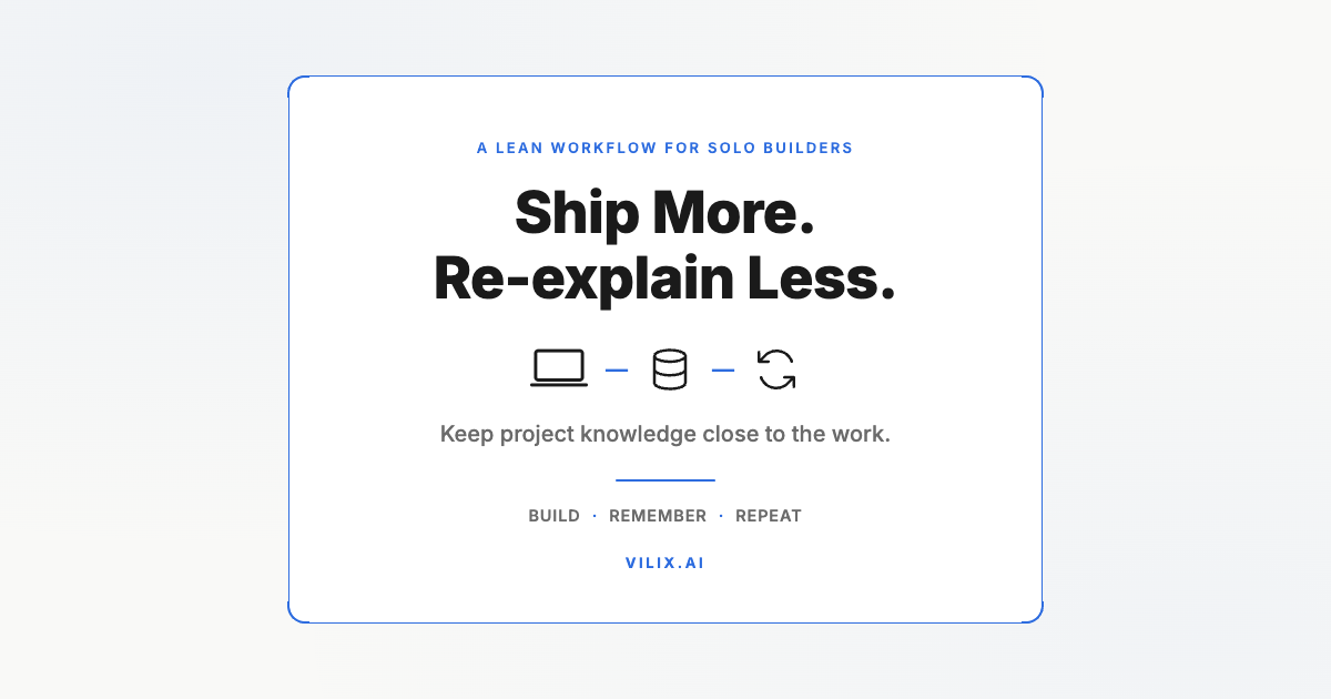 Ship More. Re-explain Less. Keep project knowledge close to the work. Vilix AI.