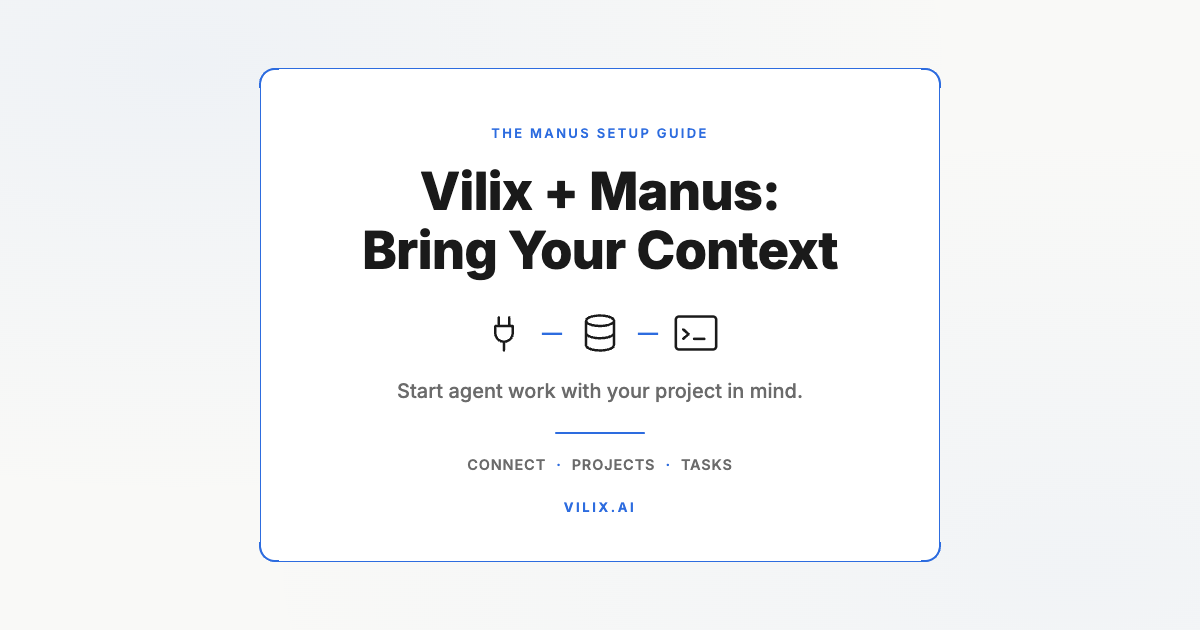 Vilix AI + Manus: Bring Your Context. Start agent work with your project in mind. Vilix AI.