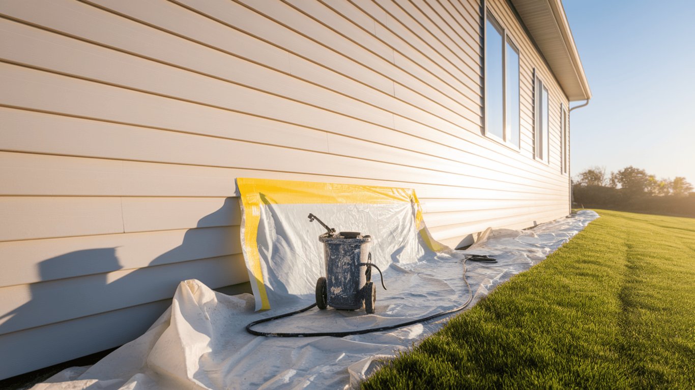 home with aluminum siding and paint