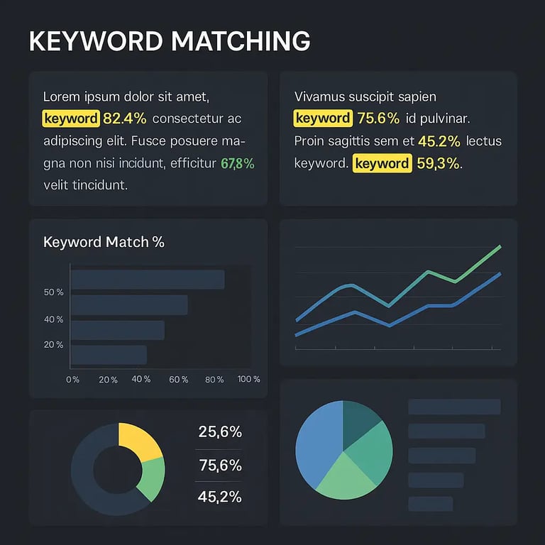 ATS keyword matching and scoring dashboard interface
