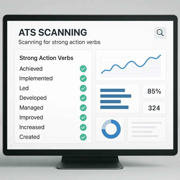 ATS system recognizing and scoring strong action verbs positively