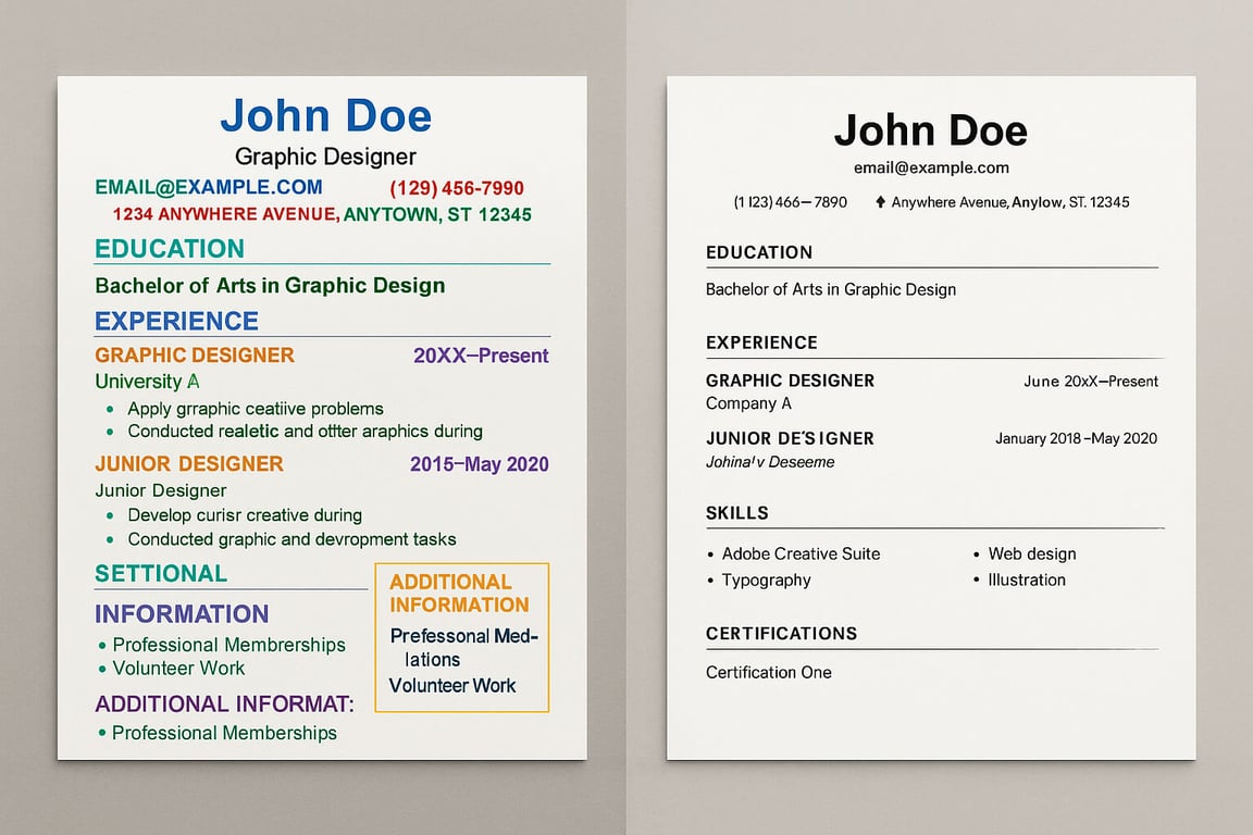 Comparison of bad vs good resume formatting for ATS