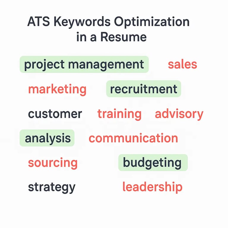 ATS keyword scanner showing missing and found keywords for resume optimization