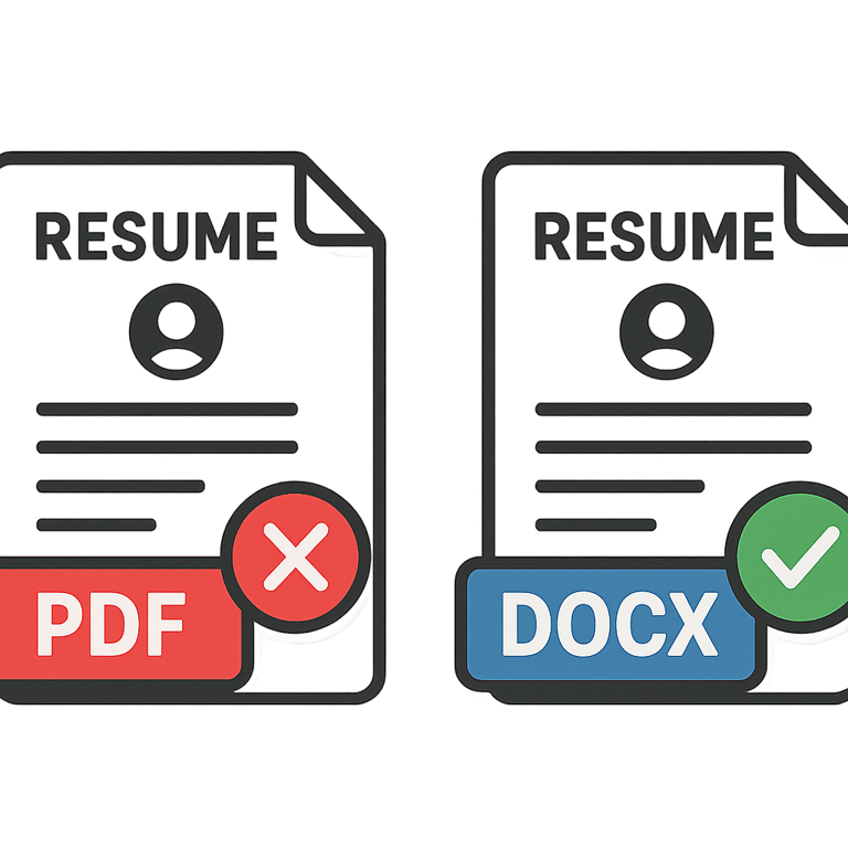 File format comparison showing ATS compatibility differences between PDF and DOCX