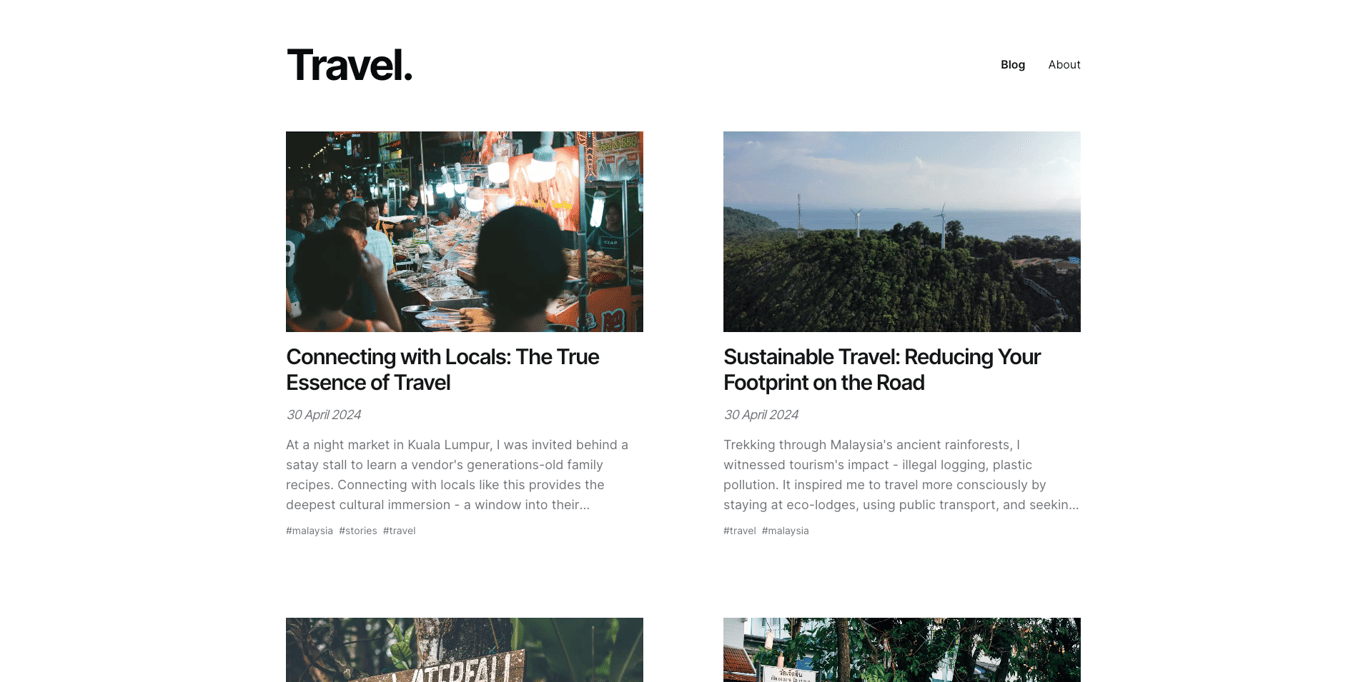 Demo Travel Blog on Next.js 14