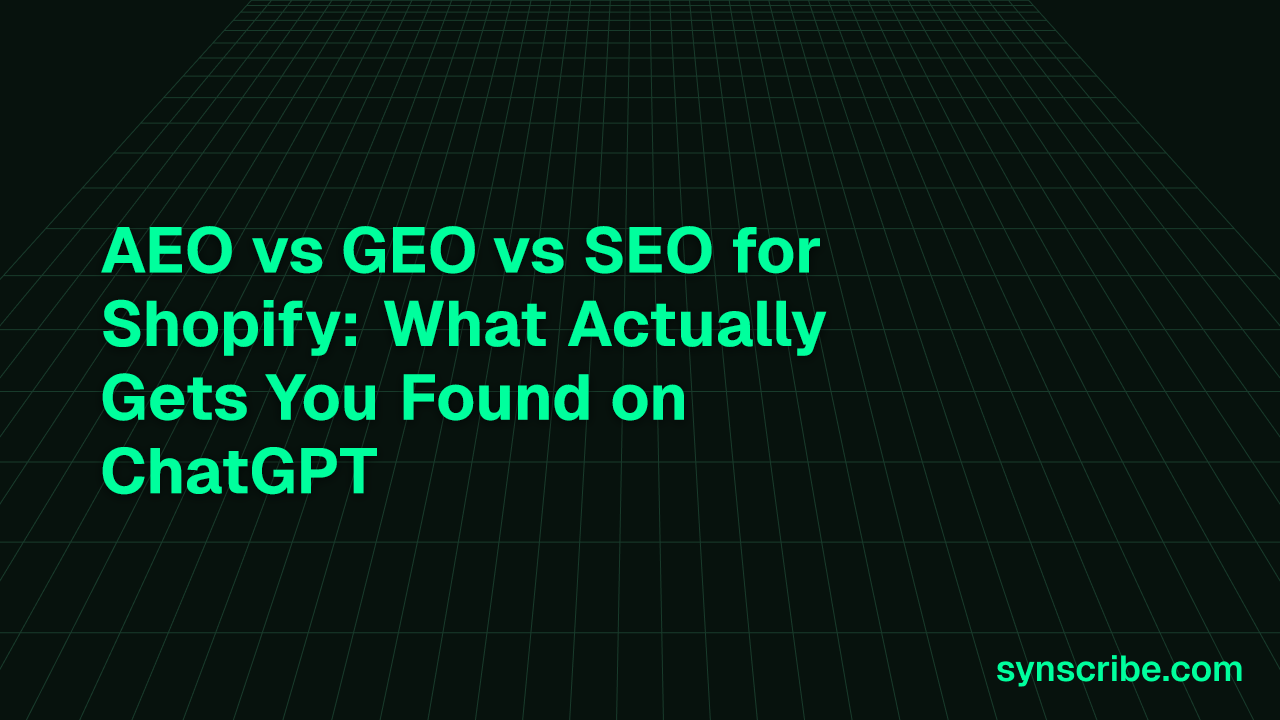 AEO vs GEO vs SEO for Shopify: What Actually Gets You Found on ChatGPT