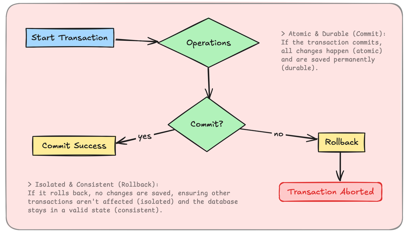 diagram showing ACID transaction flow with an example