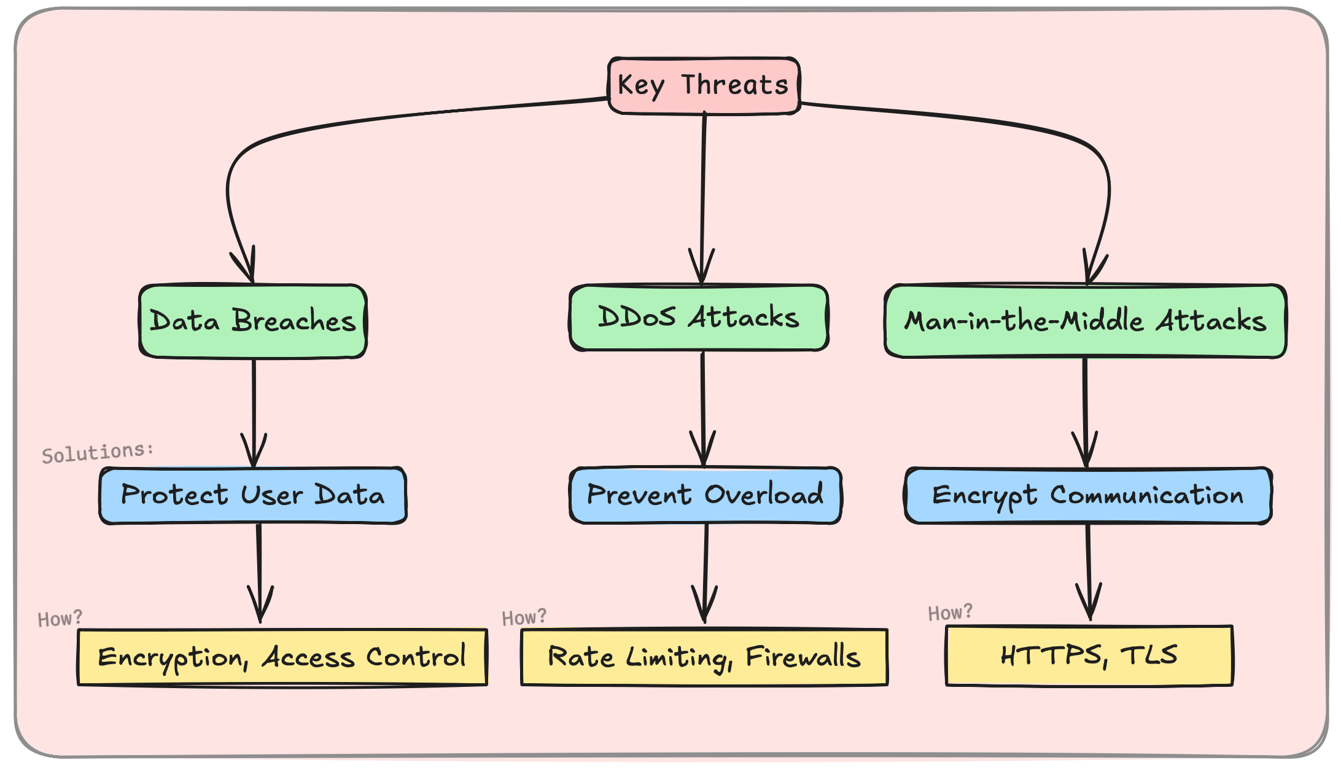 diagram showing common security threats and protective measures