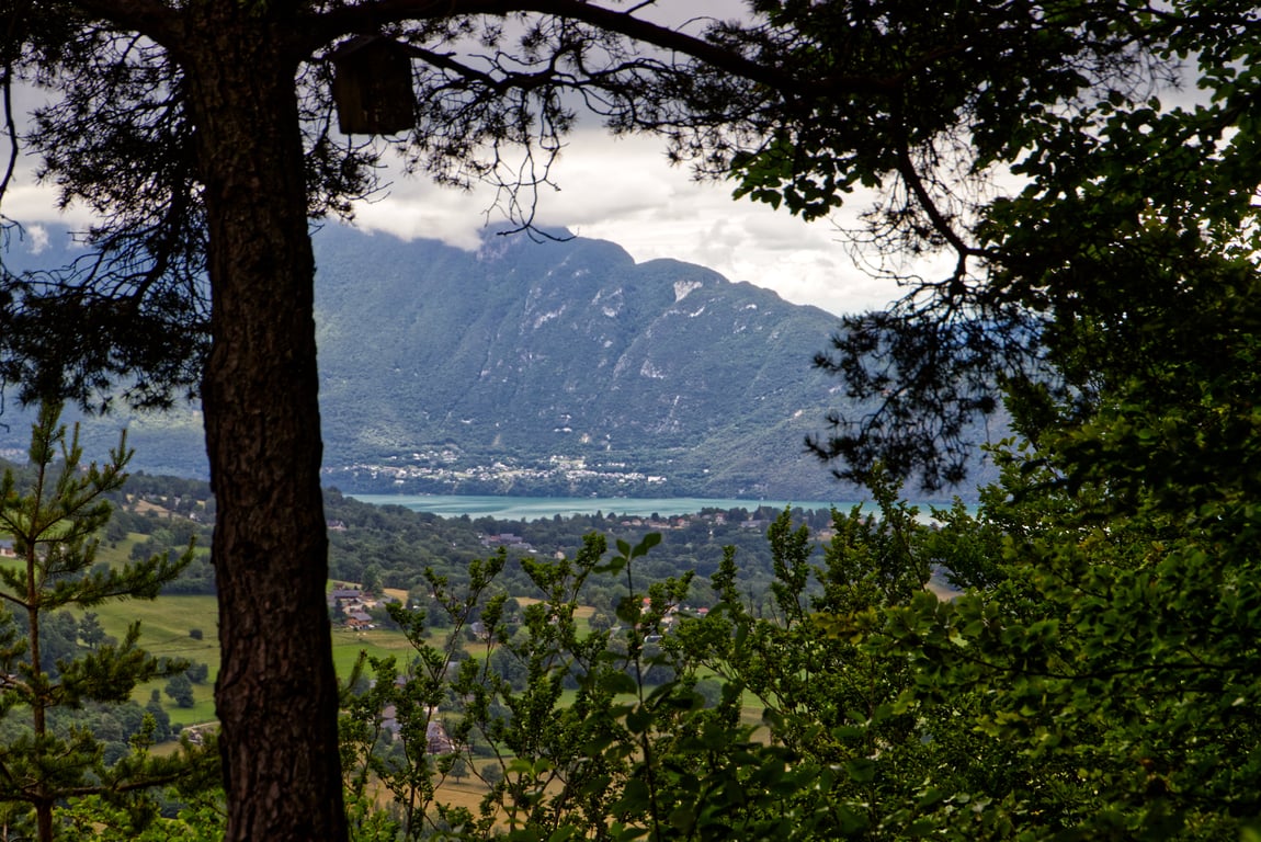 Vue sur le lac du Bourget depuis la montée au col de la Cochette