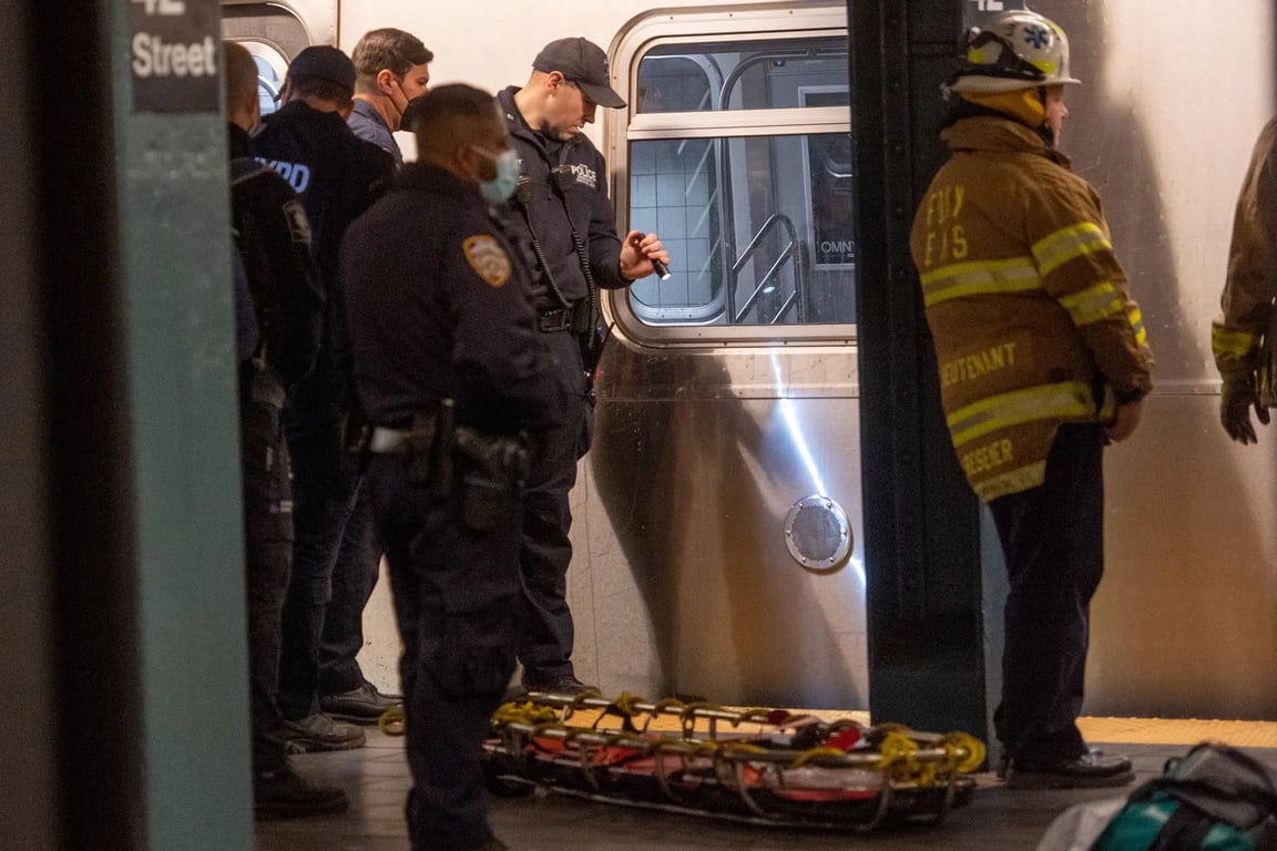 Police at subway station incident location