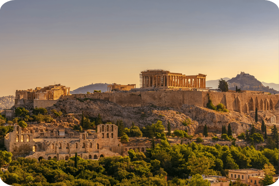 ancient ruins on a mountain.