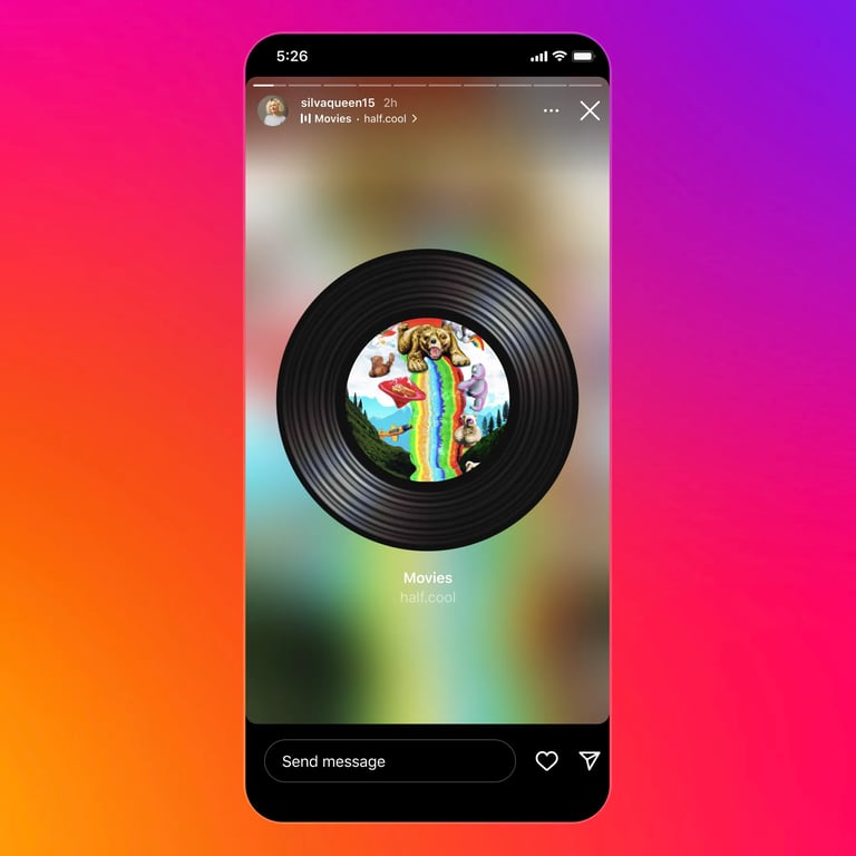 Screenshots showing a story that features a music sticker. | Threadsaver.in