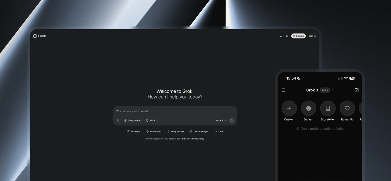 Grok web and mobile User Interface (UI) | Threadsaver