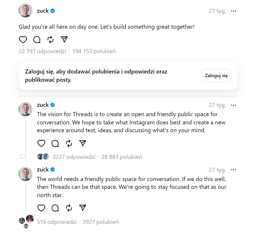 Mark Zuckerberg's Threads post on the Launch of the Threads App | Threadsaver