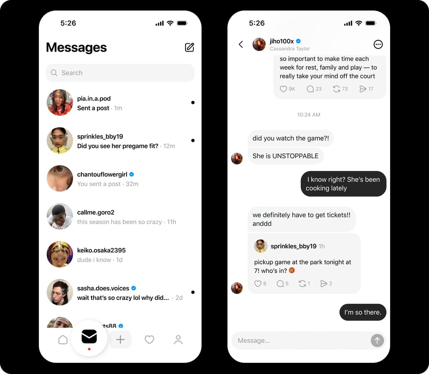 DMs interface on Threads | Threadsaver.in