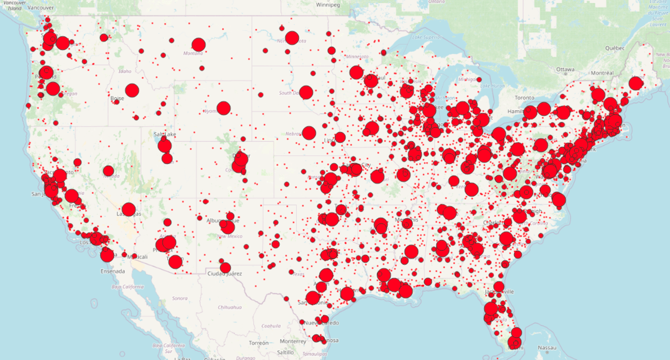 US Pop map