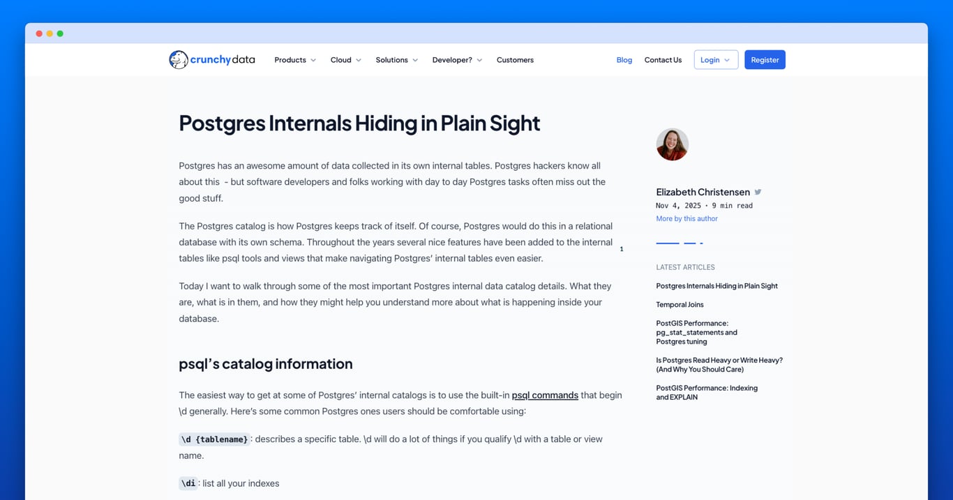 Postgres Internals Hiding in Plain Sight
