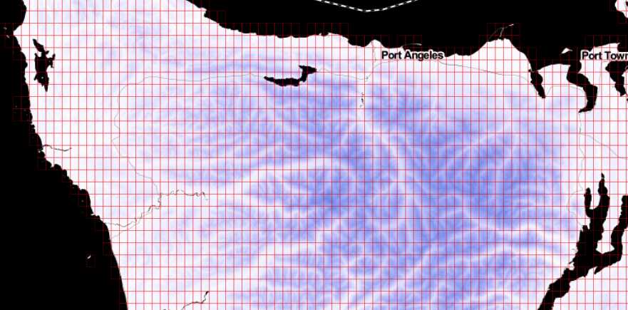 map of Port Angeles, Washington with topographic overlay