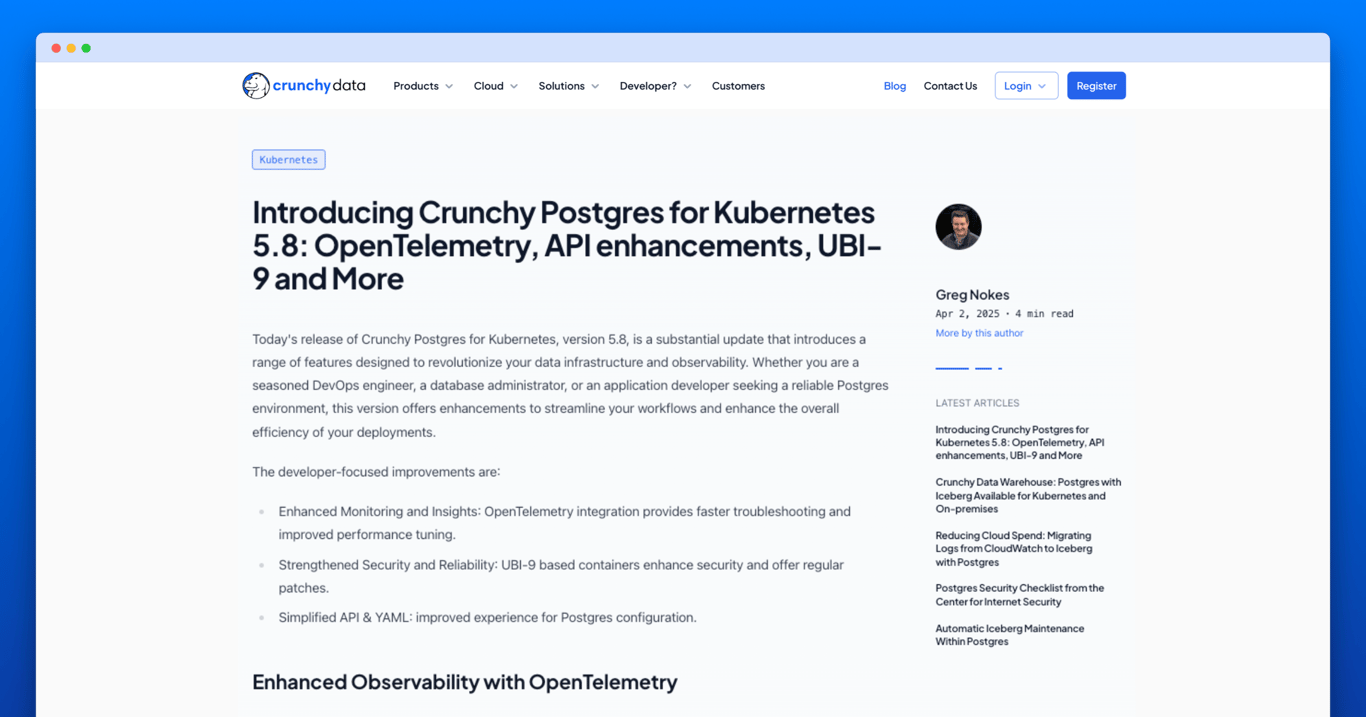 Introducing Crunchy Postgres for Kubernetes... | Crunchy Data Blog