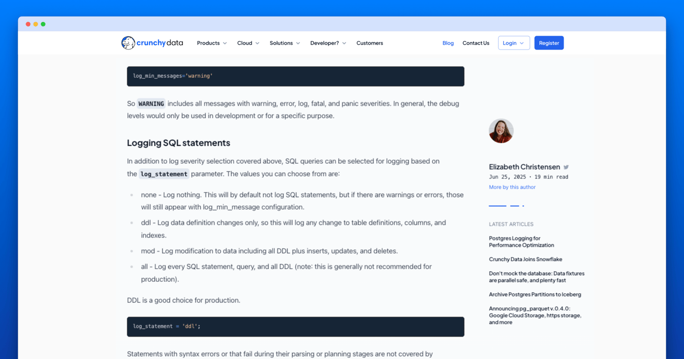伊丽莎白·加雷特·克里斯滕森：Postgres日志的性能优化