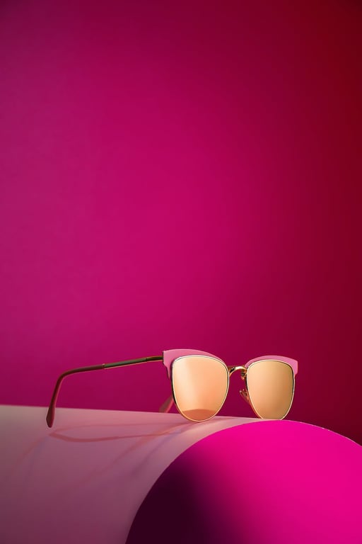 Photo de studio de lunettes de soleil sur fond rose